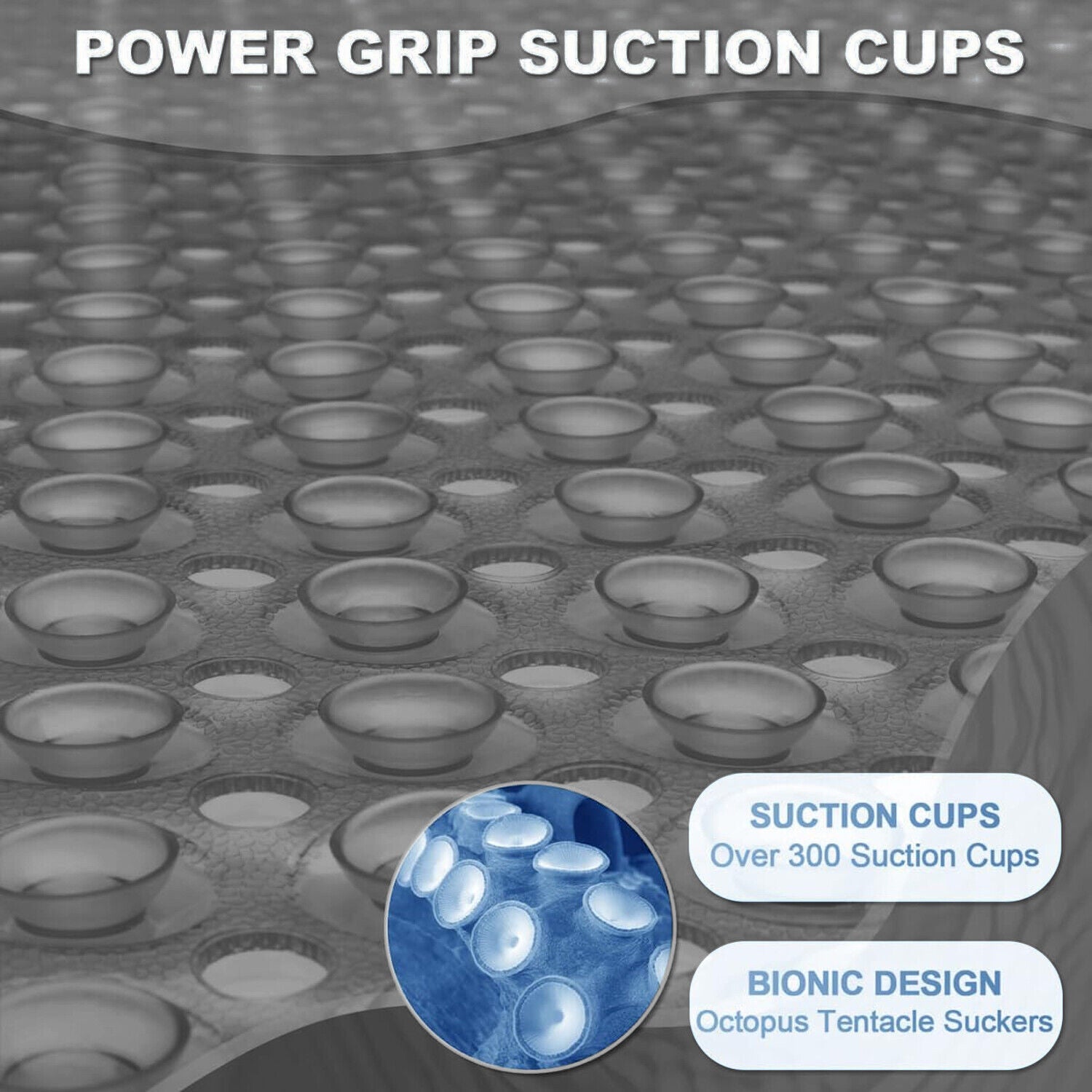 Extra Large Non Slip Bath Mat Bathtub Strong Suction Anti-Mold Rubber Shower Mat