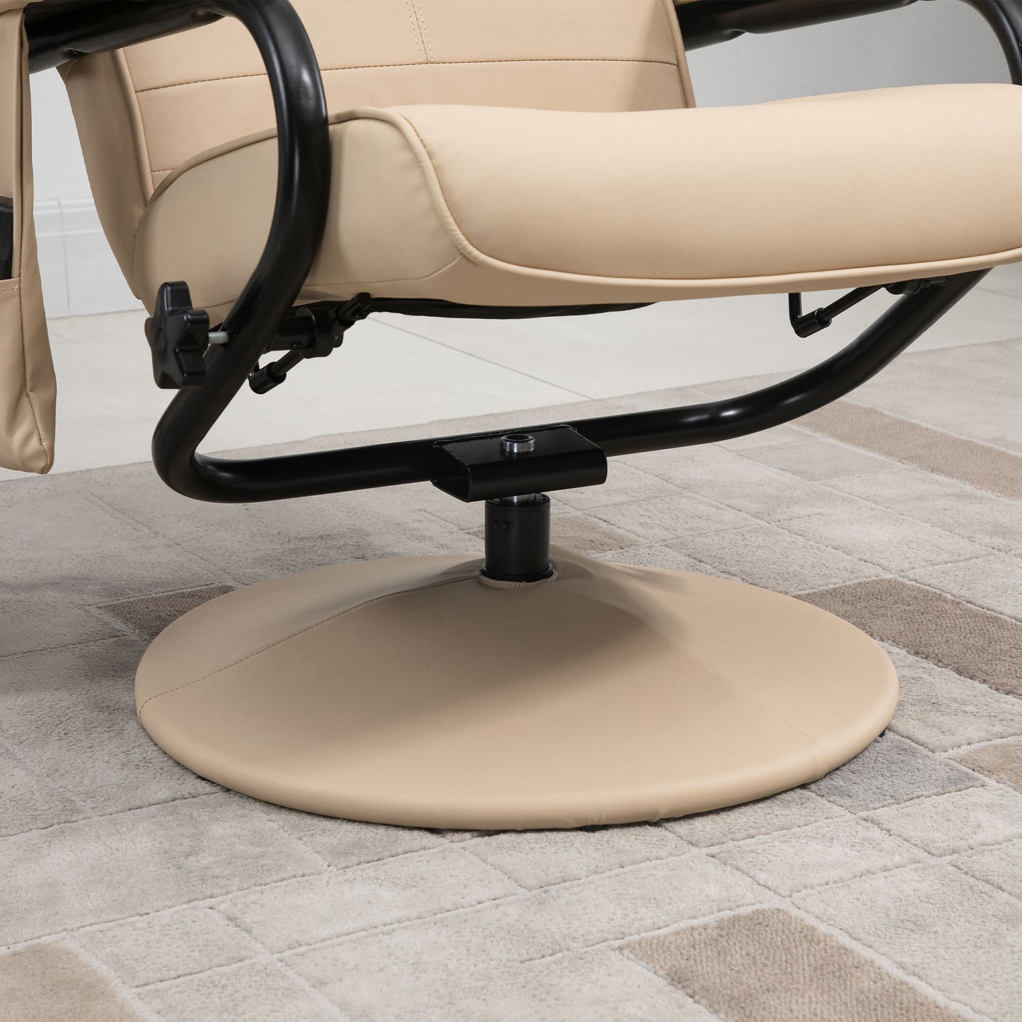 Freestanding Living Room Chair with High Density Cushion and Footrest Beige