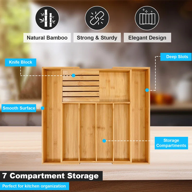 Bamboo Rectangle Flatware Caddy