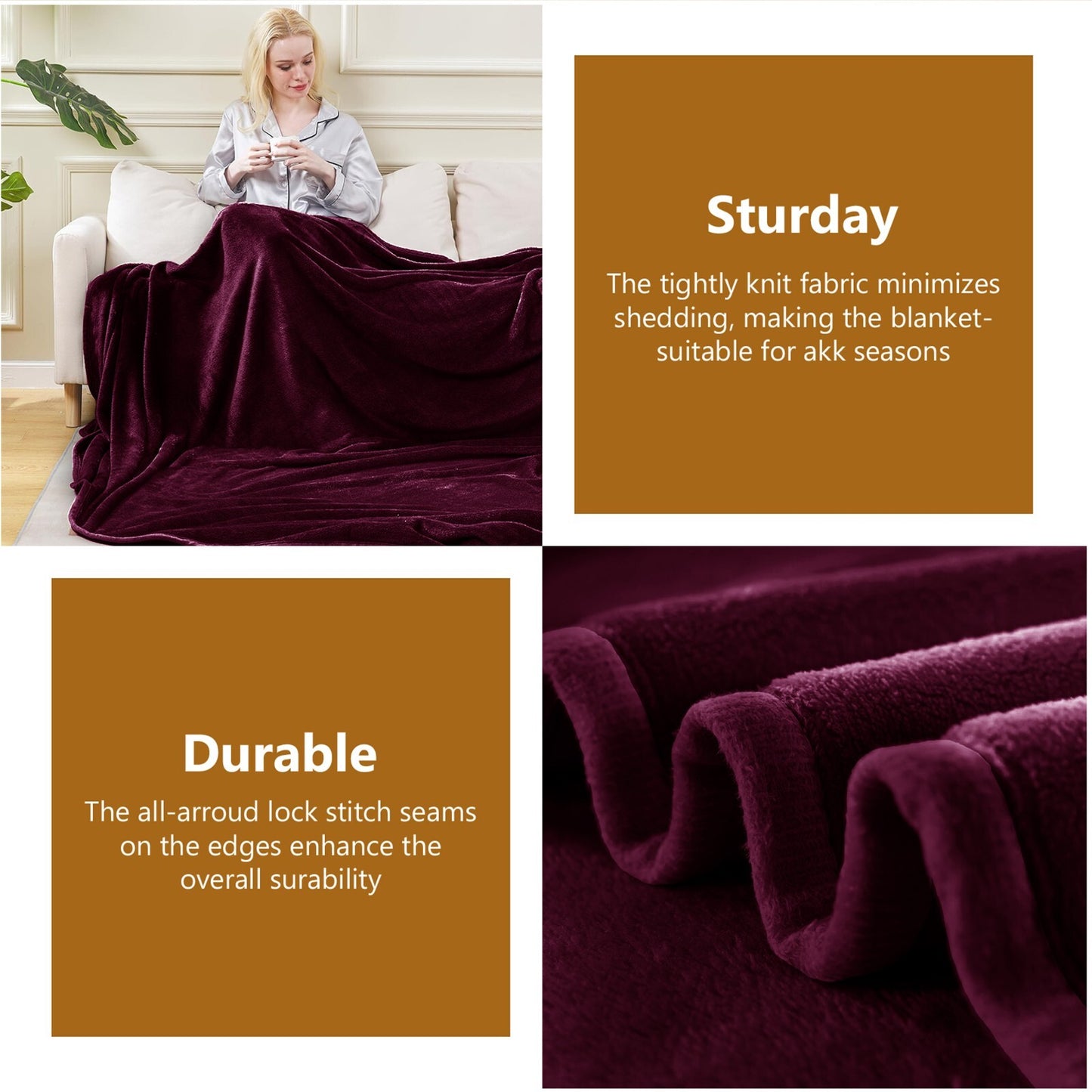 Large Fleece Blanket Throw Reversible Soft Warm Bed Sofa Blanket Double & King