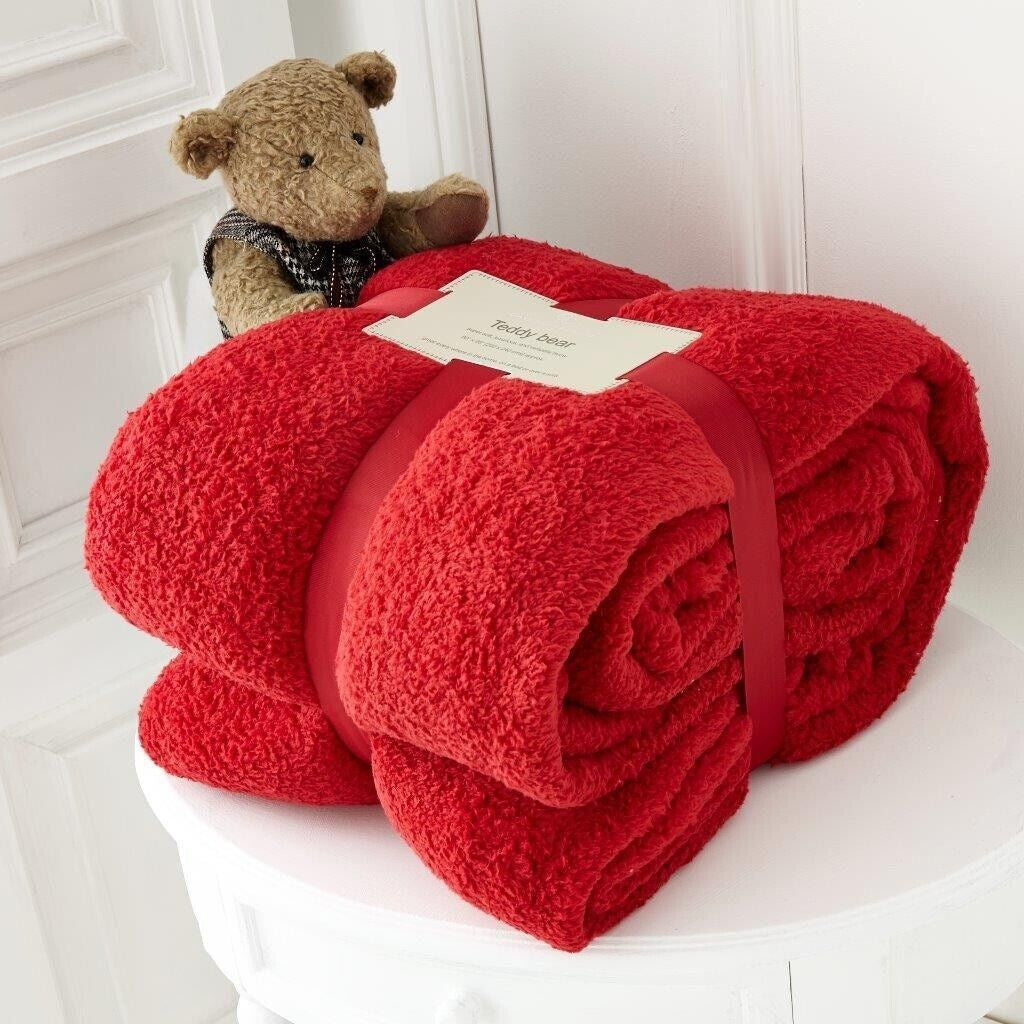 TEDDY BEAR FLEECE THROW over BED LARGE BEDSPREAD SOFT CUDDLY WARM SOFA BLANKET