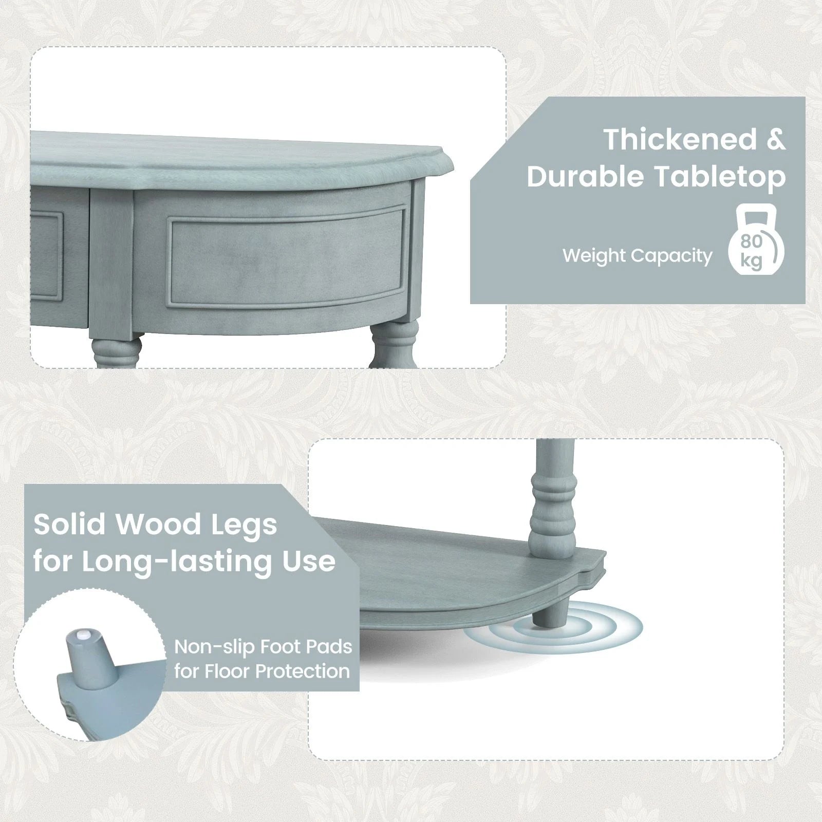 Retro Console Table with Storage for Living Room Hallway