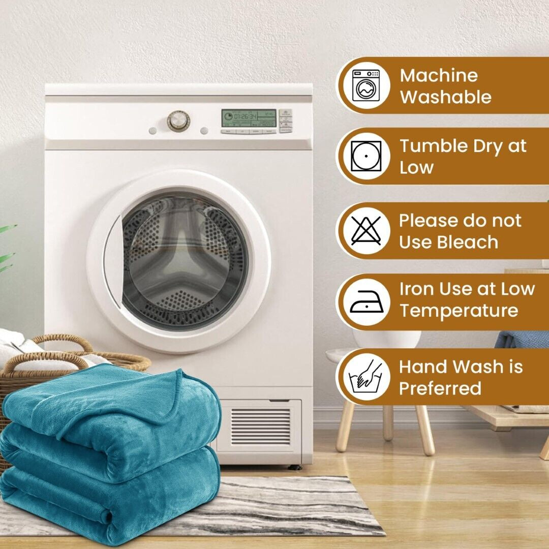 Large Fleece Blanket Throw Reversible Soft Warm Bed Sofa Blanket Double & King