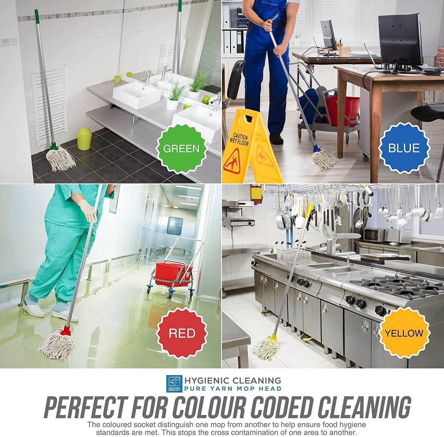 10X Green Cotton Floor Mop Heads Set Replacement Heavy Duty Cleaning Kitchen