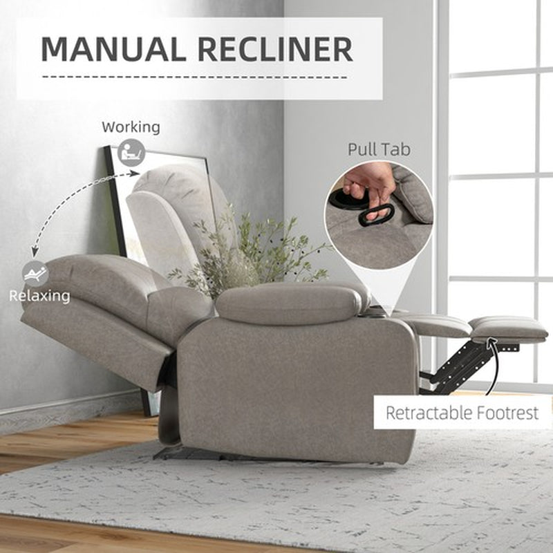 Recliner Chairs for Living Room, Microfibre Cloth Reclining Armchair, Brown