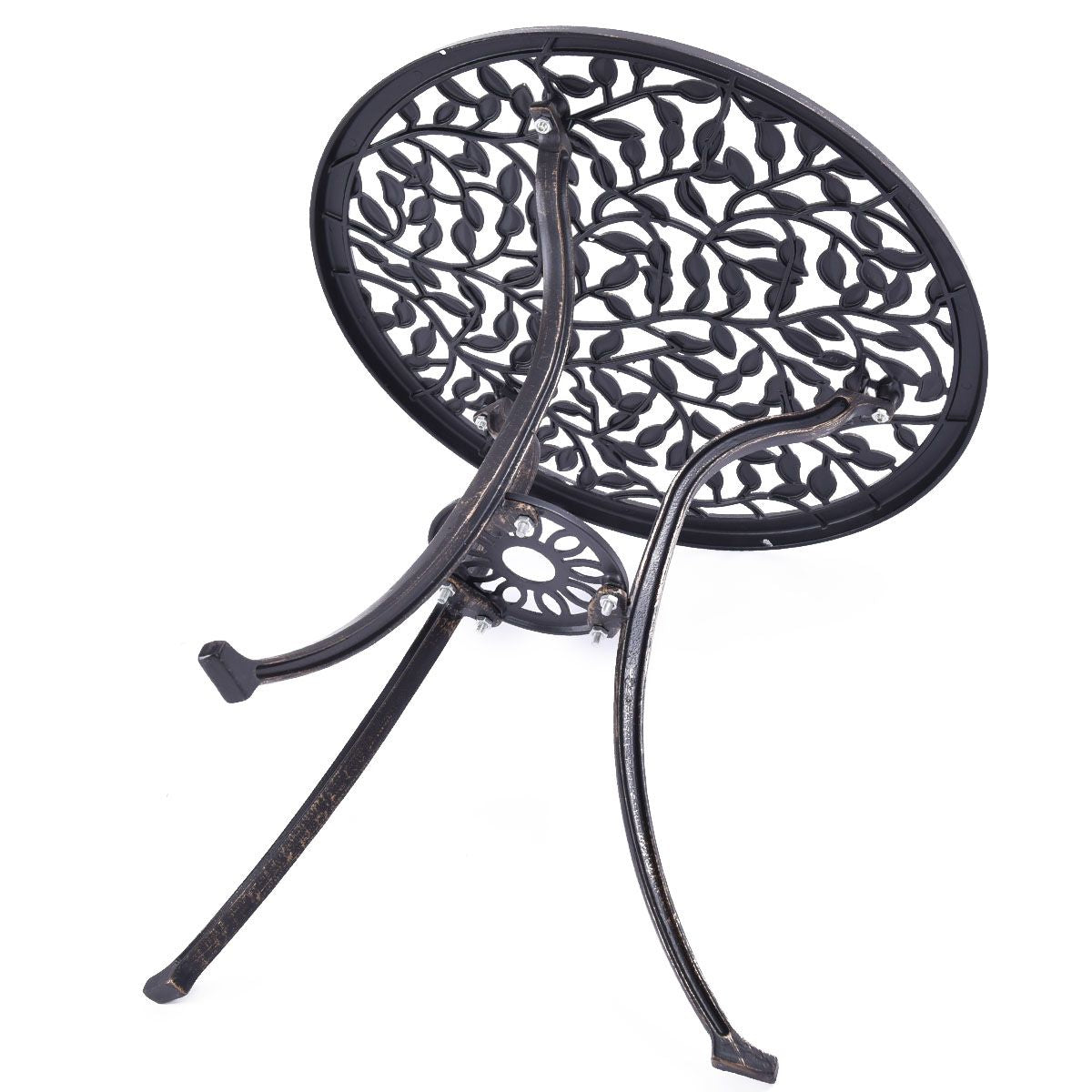 3-Piece Outdoor Bistro Set with Rust-Resistant Cast Aluminum and Leaf Design