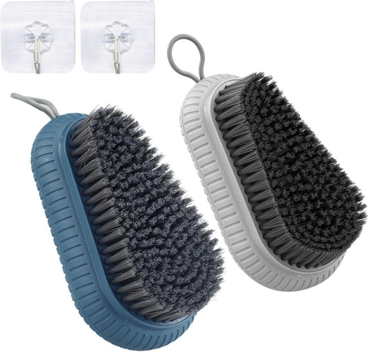 2PCS Heavy Duty Nail Brush for Cleaning Nails, Nail Duster Brushes for Cleaning Fingernails Hard Bristle Nail Hand Scrub Brush Fingernail Scrub Brush Toes, Attached 2Pcs Adhesive Hooks