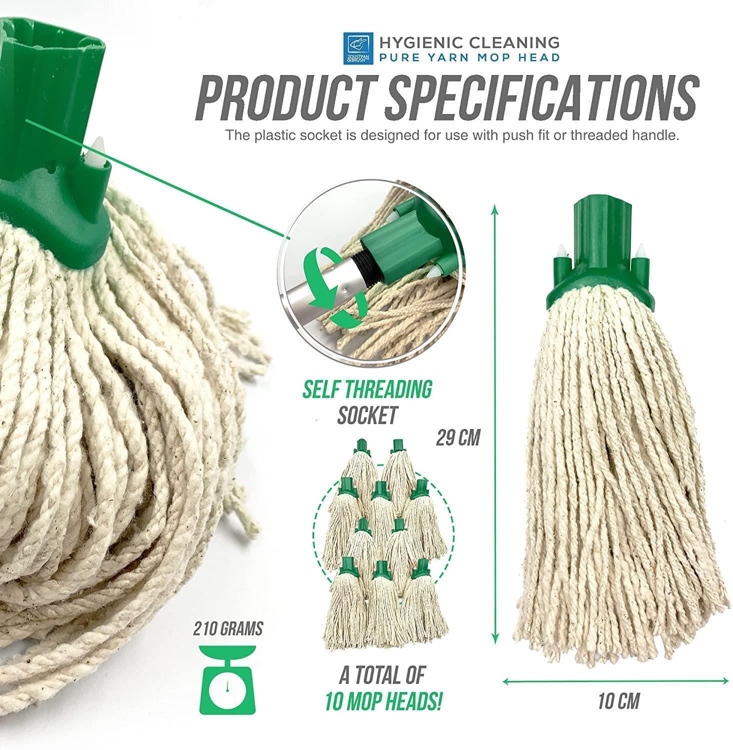 10X Green Cotton Floor Mop Heads Set Replacement Heavy Duty Cleaning Kitchen