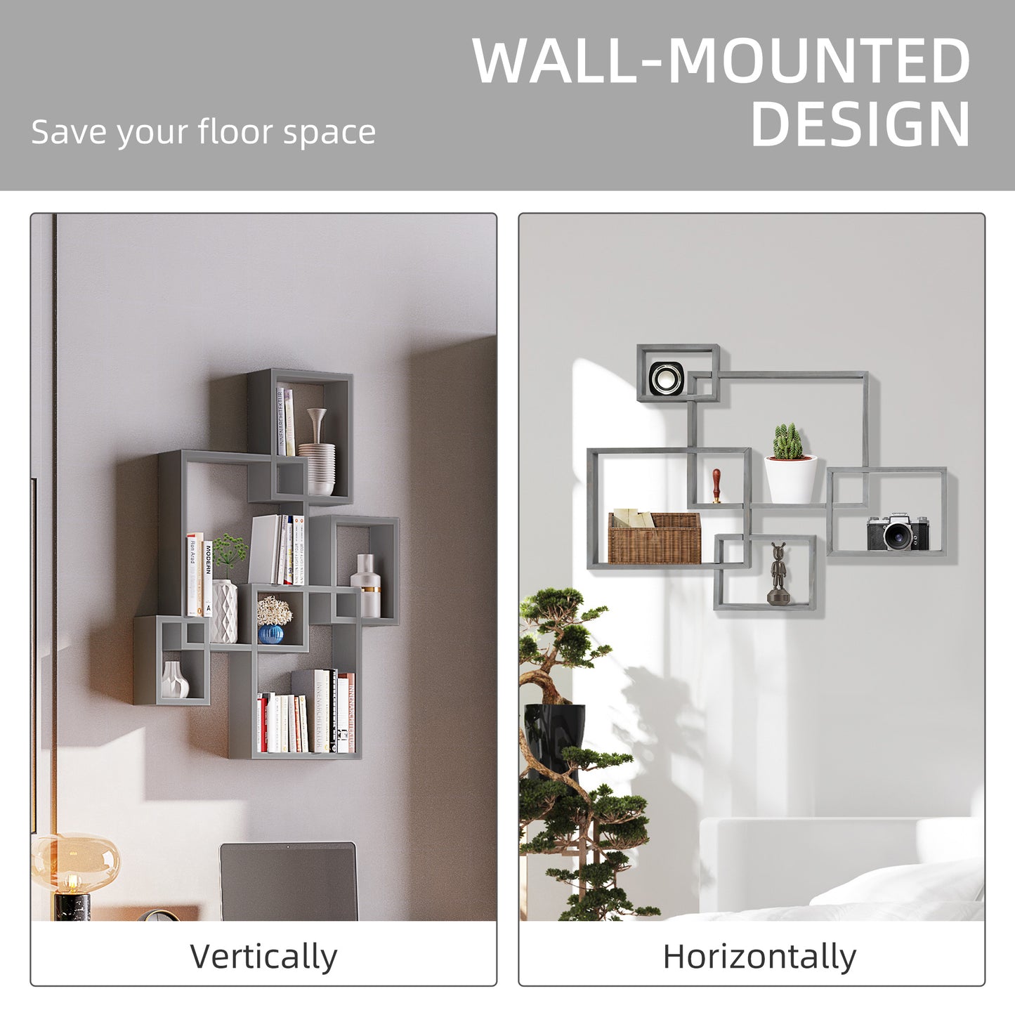 Wall Mounted Interlocking Cube Shelves, Display Wall Shelf for Living Room