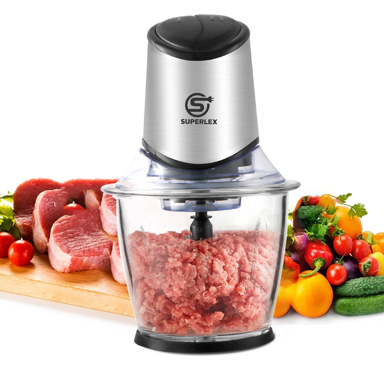Mini Chopper Electric Blender& One Button Operation,Easy Clean with Nuts Grinder