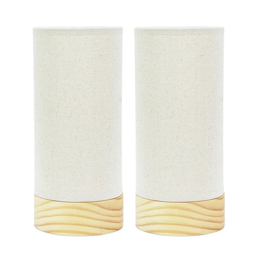 Rollyn Pair of Natural Bamboo Fabric Wooden Table Lamps