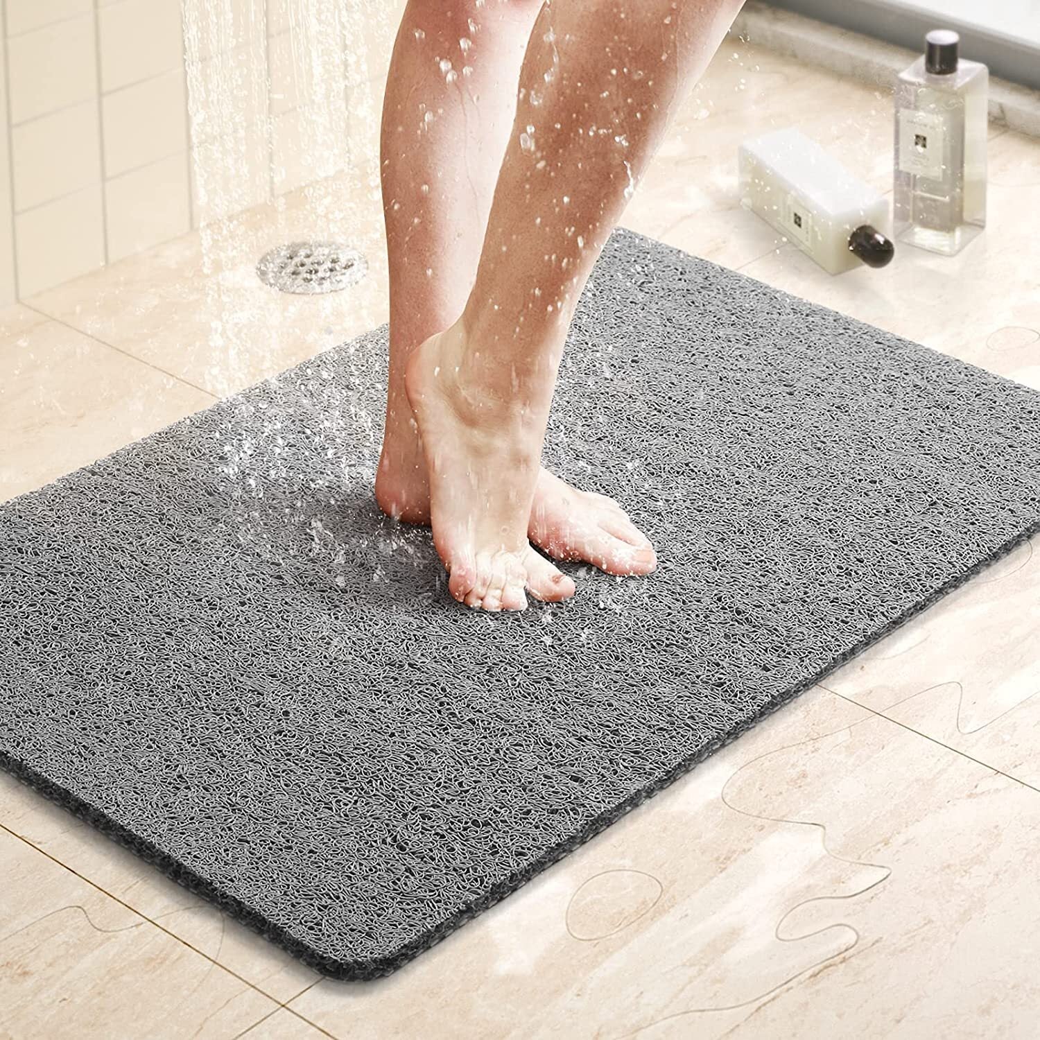 Loofah Shower Mat for inside Shower Non-Slip anti Mould PVC Bath Mat Quick Dry