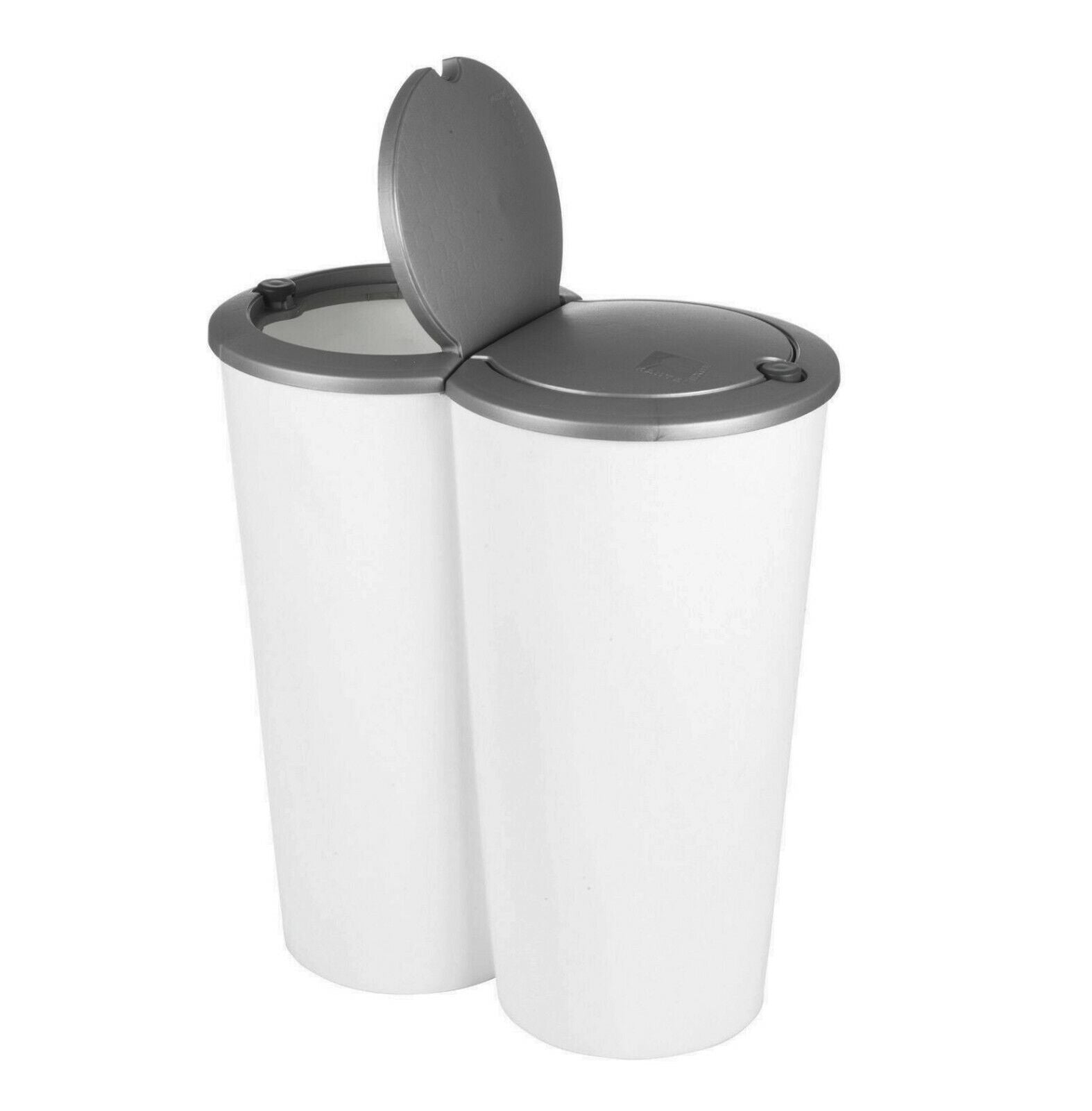 Circular Double Recycling Waste Bin Duo Rubbish Plastic Cardboard Disposal 2X25L