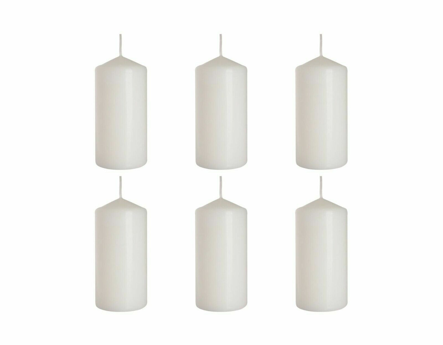 Set of 6 Church Large Pillar Candles 66 Hours Burning Time Ivory White 7Cm/15Cm