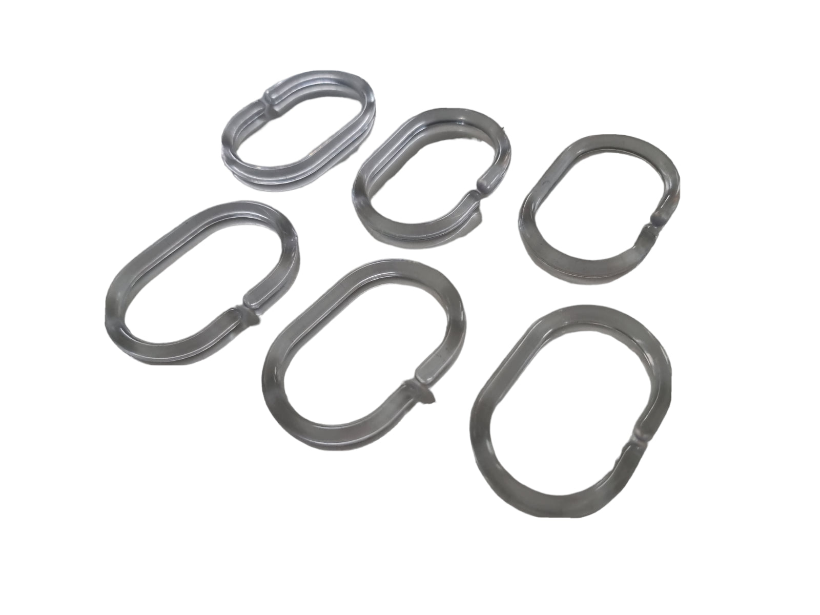 Clear Shower Curtain Rings Hooks Bathroom Plastic Pole Rail Guide Hanger X6 Pack