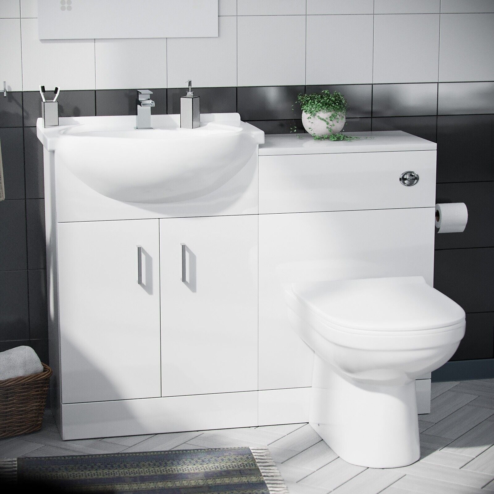Btwl Toilet Flat Pack Vanity Unit Bath & Taps Complete Bathroom Suite | Debra