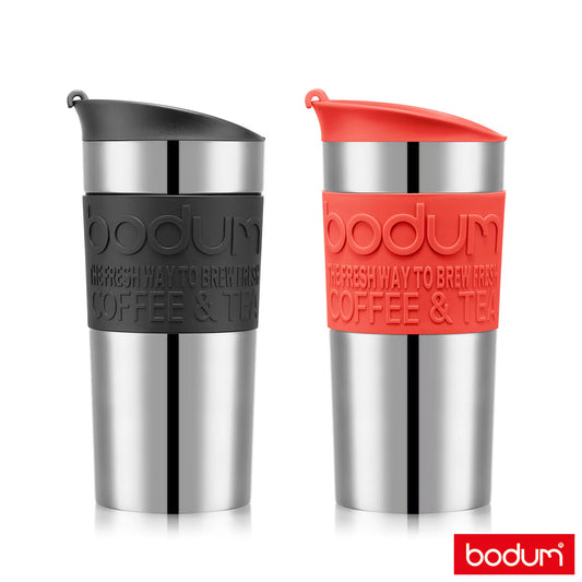 Stainless Steel Travel Mug (0.35L), 2 Pack - Black & Red