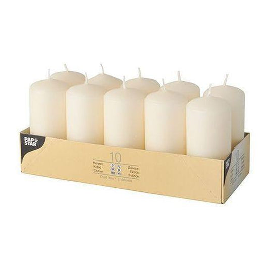 10Pcs Pillar Candles 40X90Mm Church Wedding Home Xmas Garden Ivory Candles