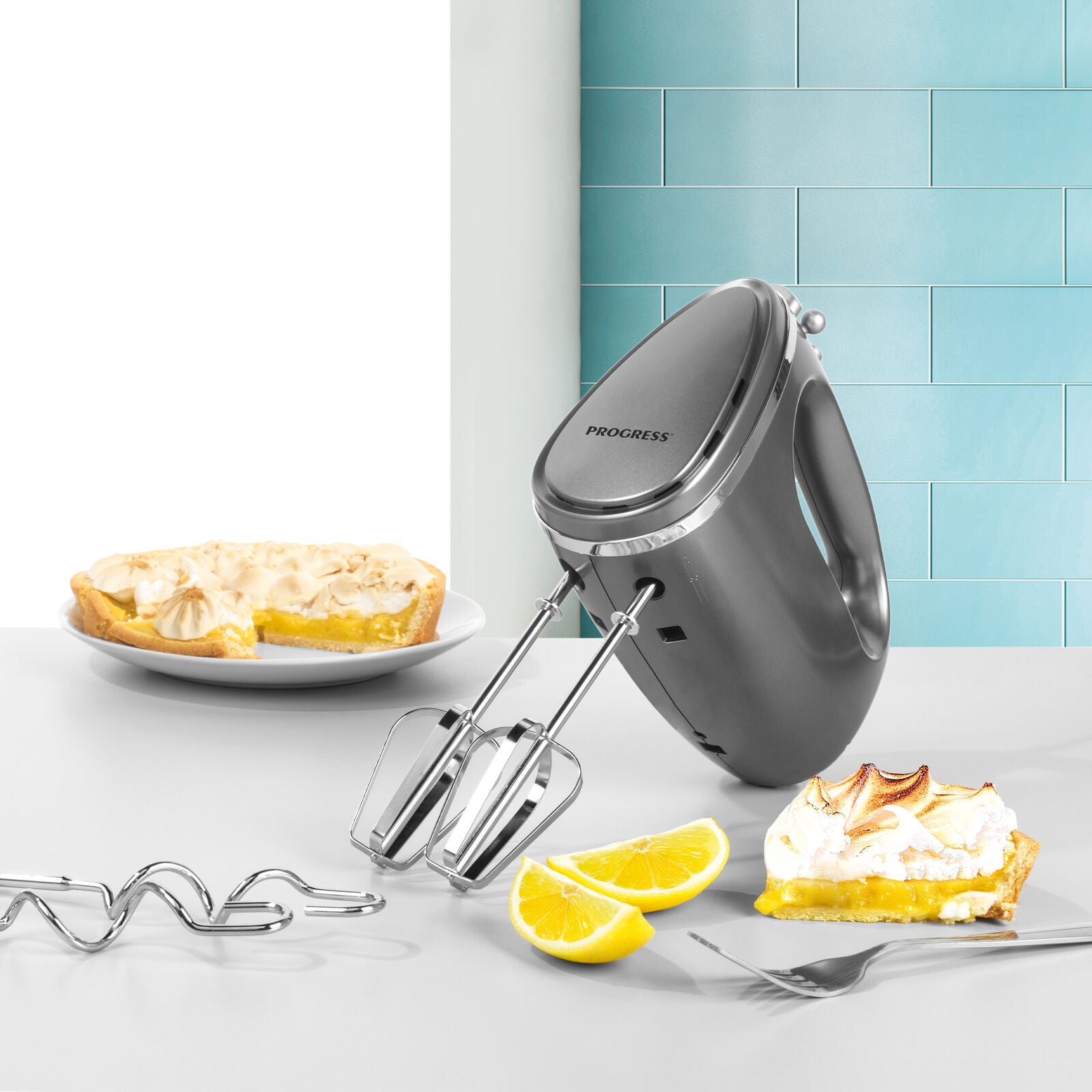 Progress Hand Mixer Electric Whisk & Dough Hooks Lunar 5 Speeds & Turbo 300 W