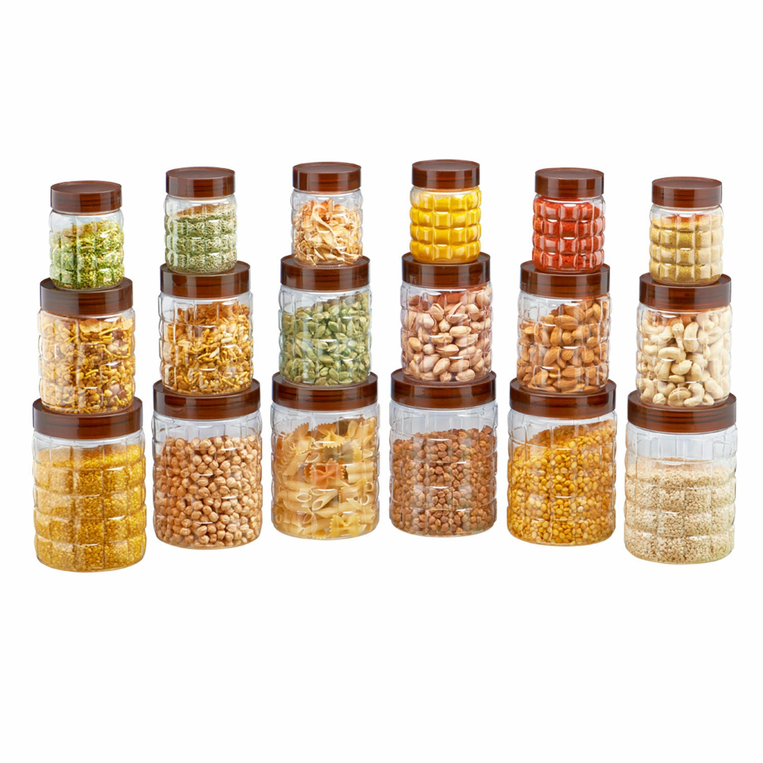 18 X Plastic Storage Containers Jars Clear Dry Food Canisters Set Screw Top PET