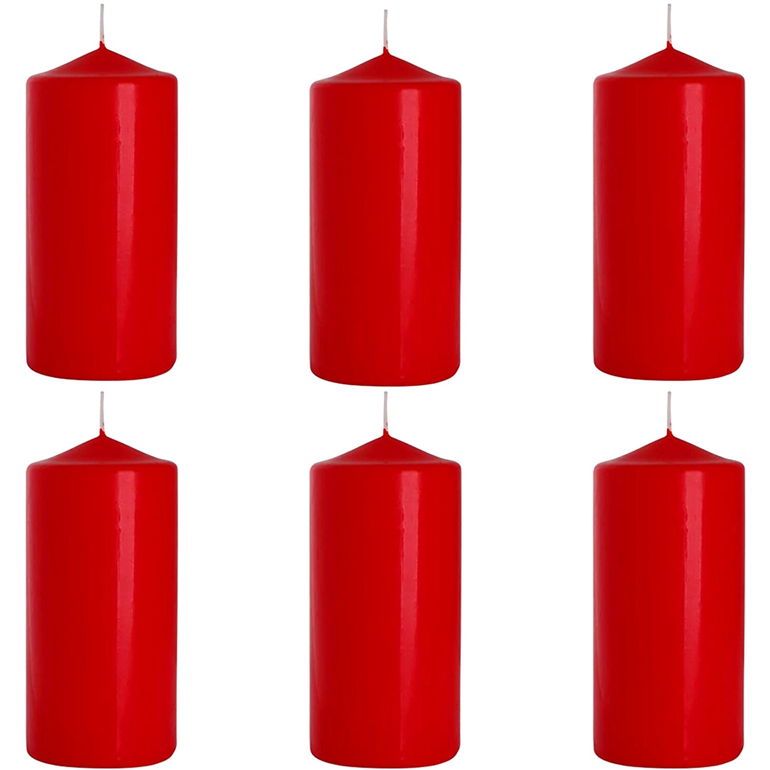 Set of 6 Church Large Pillar Candles 66 Hours Burning Time Ivory White 7Cm/15Cm