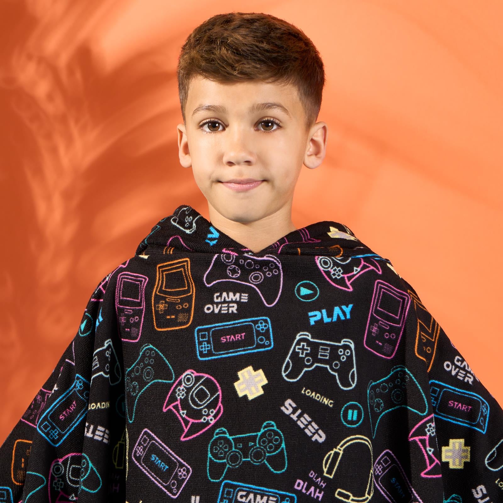 Kids Poncho Beach Towel Hooded Quick Dry Microfibre Holiday Swimming Absorbent