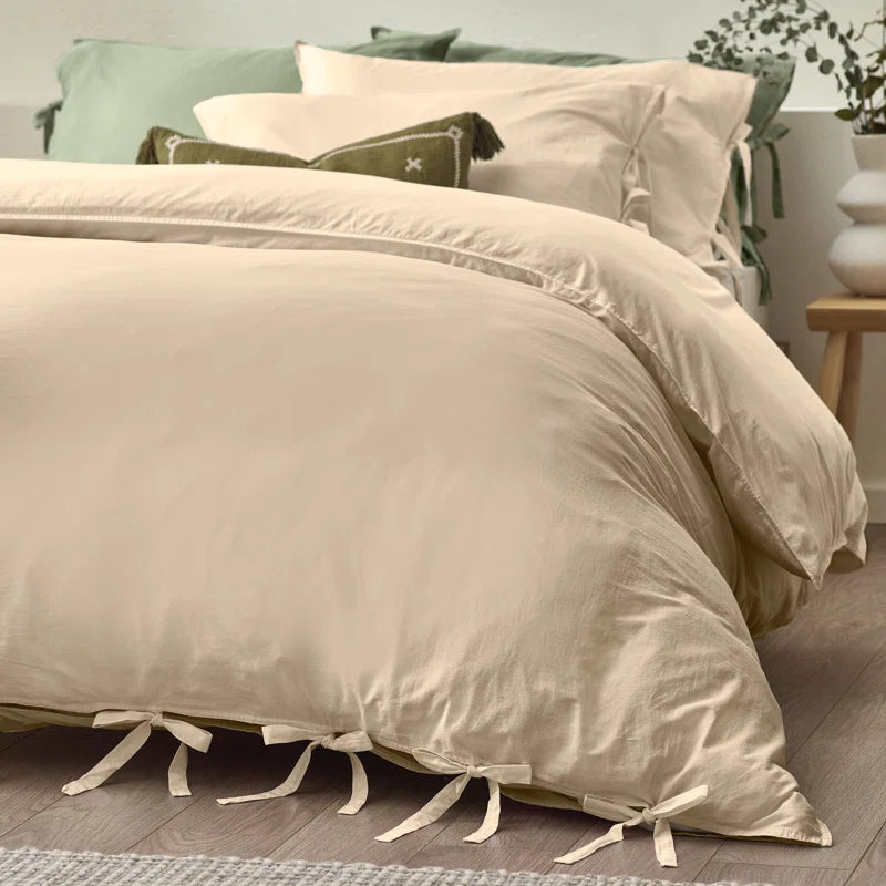 Thatcham Cotton Solid Colour Duvet Cover Set with Pillowcases