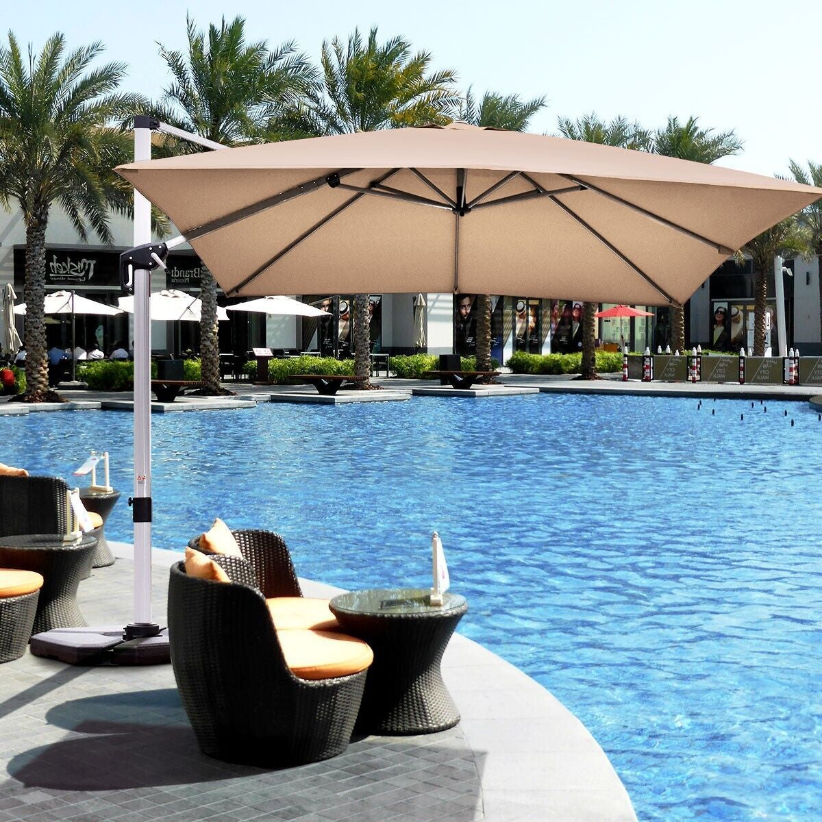 3M Cantilever Garden Parasol with Tilted Design and 360° Rotation