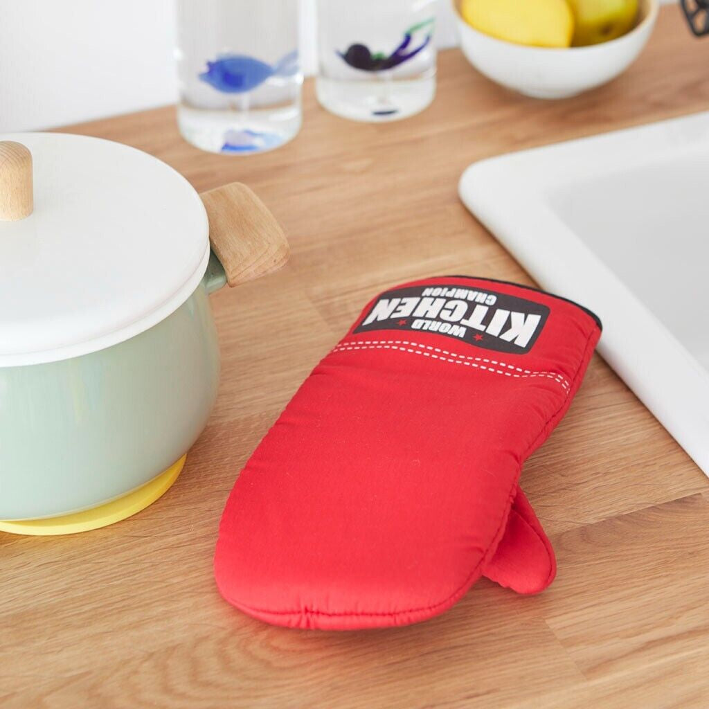 Oven Gloves Boxing Novelty Red Mit BBQ Cooking Kitchen Aid Heat Resistant Mitts