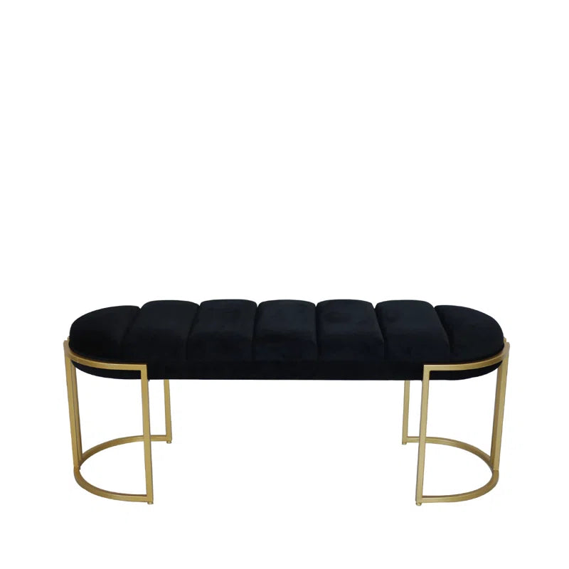 Adalya Velvet Tufted Bench for Bedroom Furniture, Modern Accent Bench with Iron Metal Legs