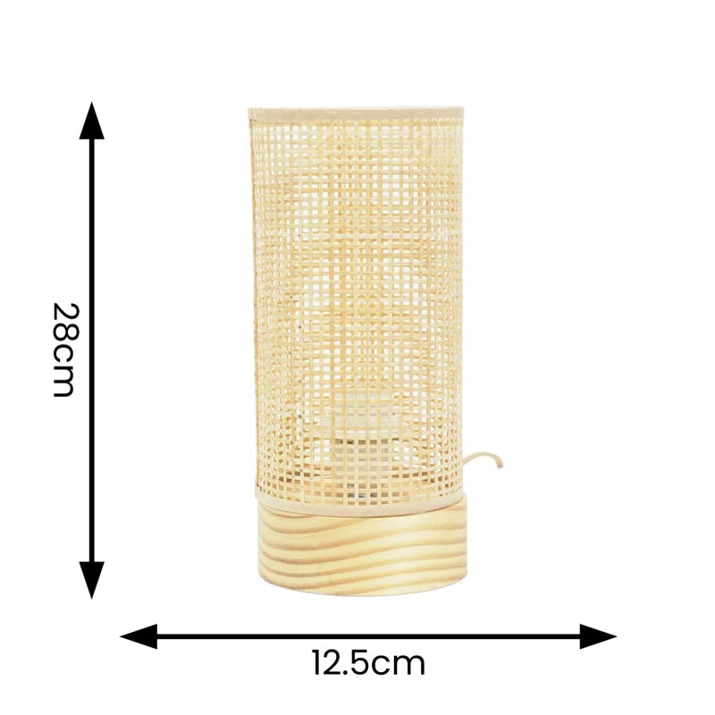Rollyn Pair of Natural Bamboo Shade Wooden Table Lamps