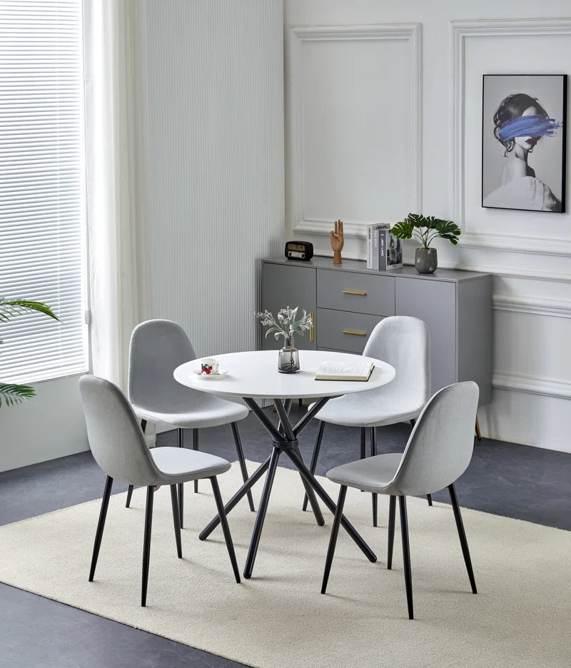 Mose Cullompton Small round Dining Table (TAB202, 90Cm) with 4 Chairs (CHA502-SGY)