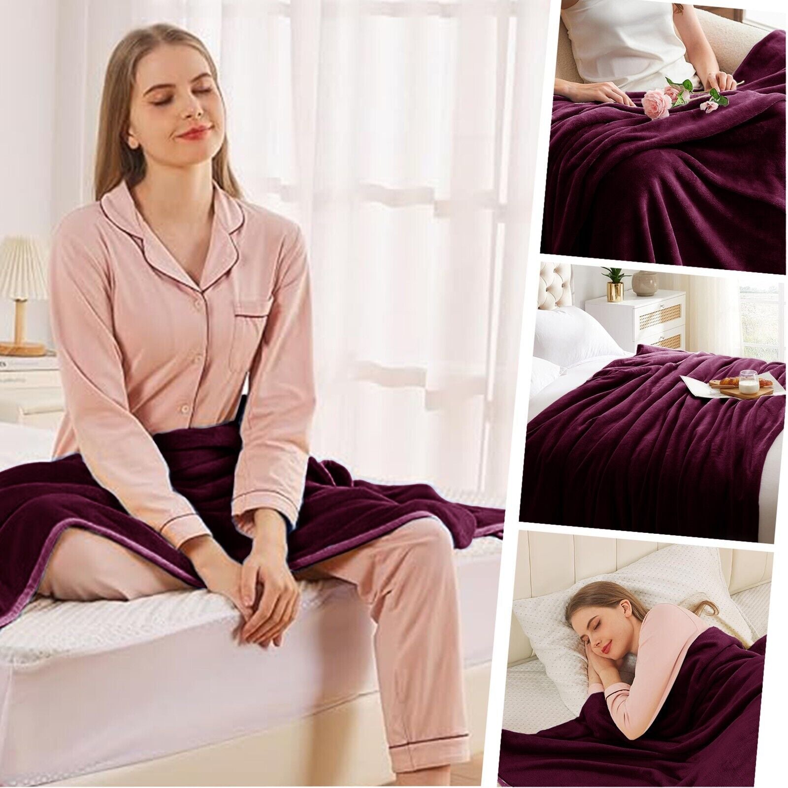 Large Fleece Blanket Throw Reversible Soft Warm Bed Sofa Blanket Double & King