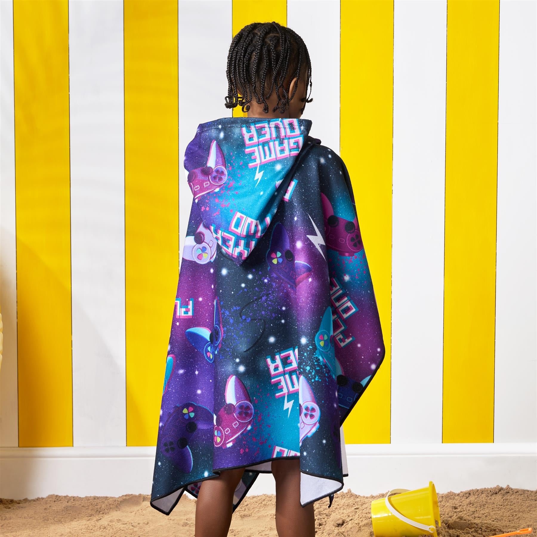 Kids Poncho Beach Towel Hooded Quick Dry Microfibre Holiday Swimming Absorbent