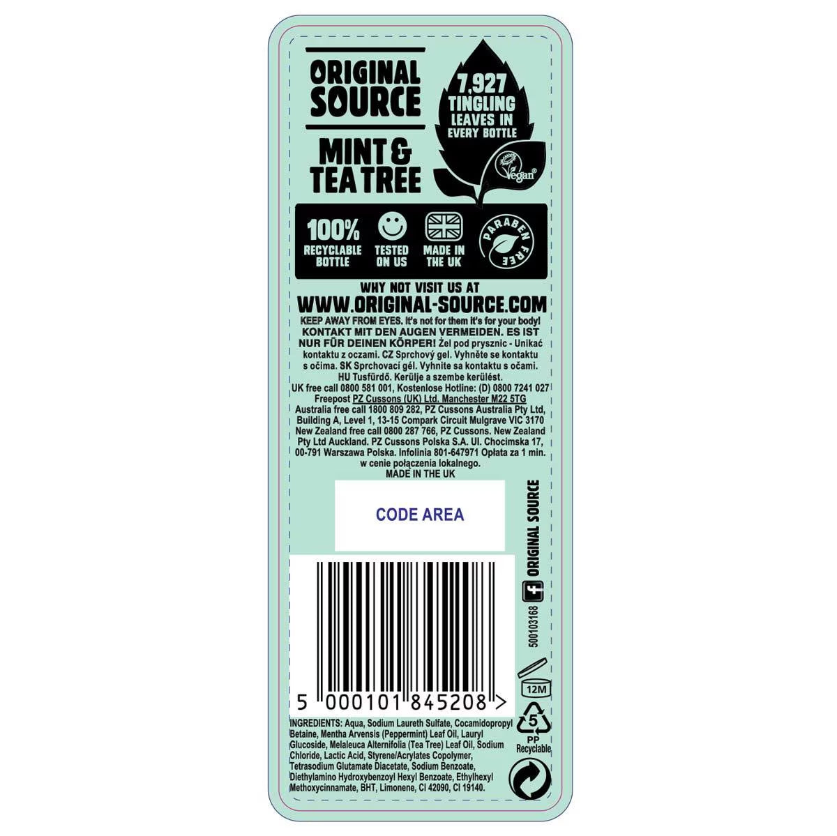 Mint & Tea Tree Shower Gel, 6 X 250Ml