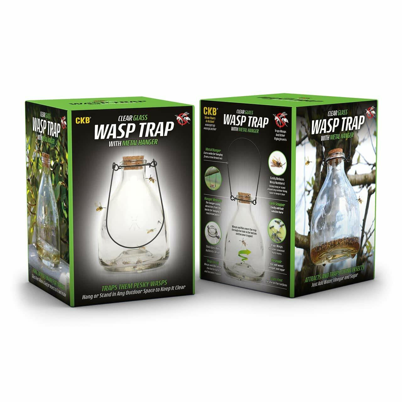 Glass Wasp Trap Large Hanging Honey Pot Outdoor & Fly Catcher for Flies Insects