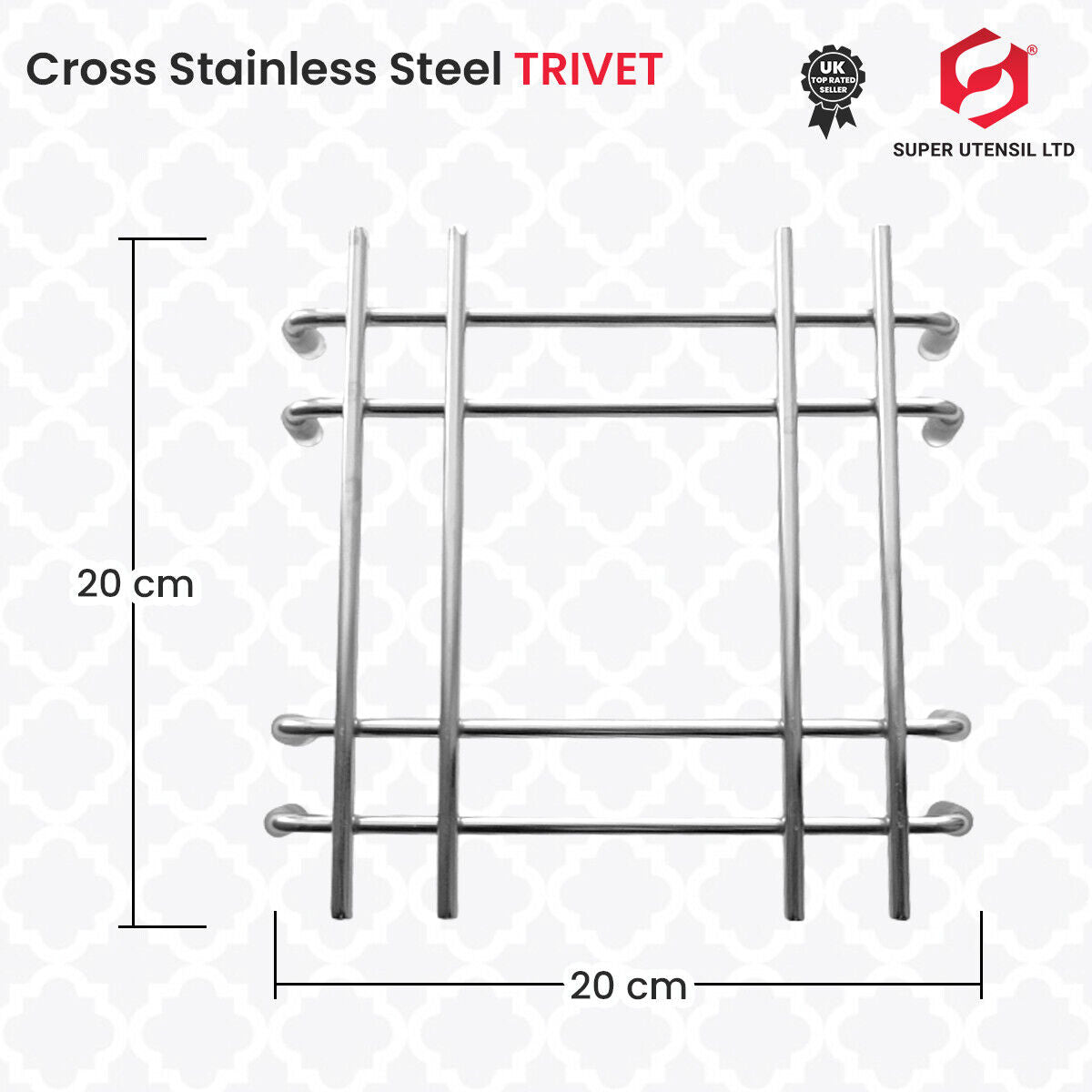 Kitchen Trivet Worktop Saver Hot Pot Pan Stand Rack Stainless Steel 20X20Cm UK