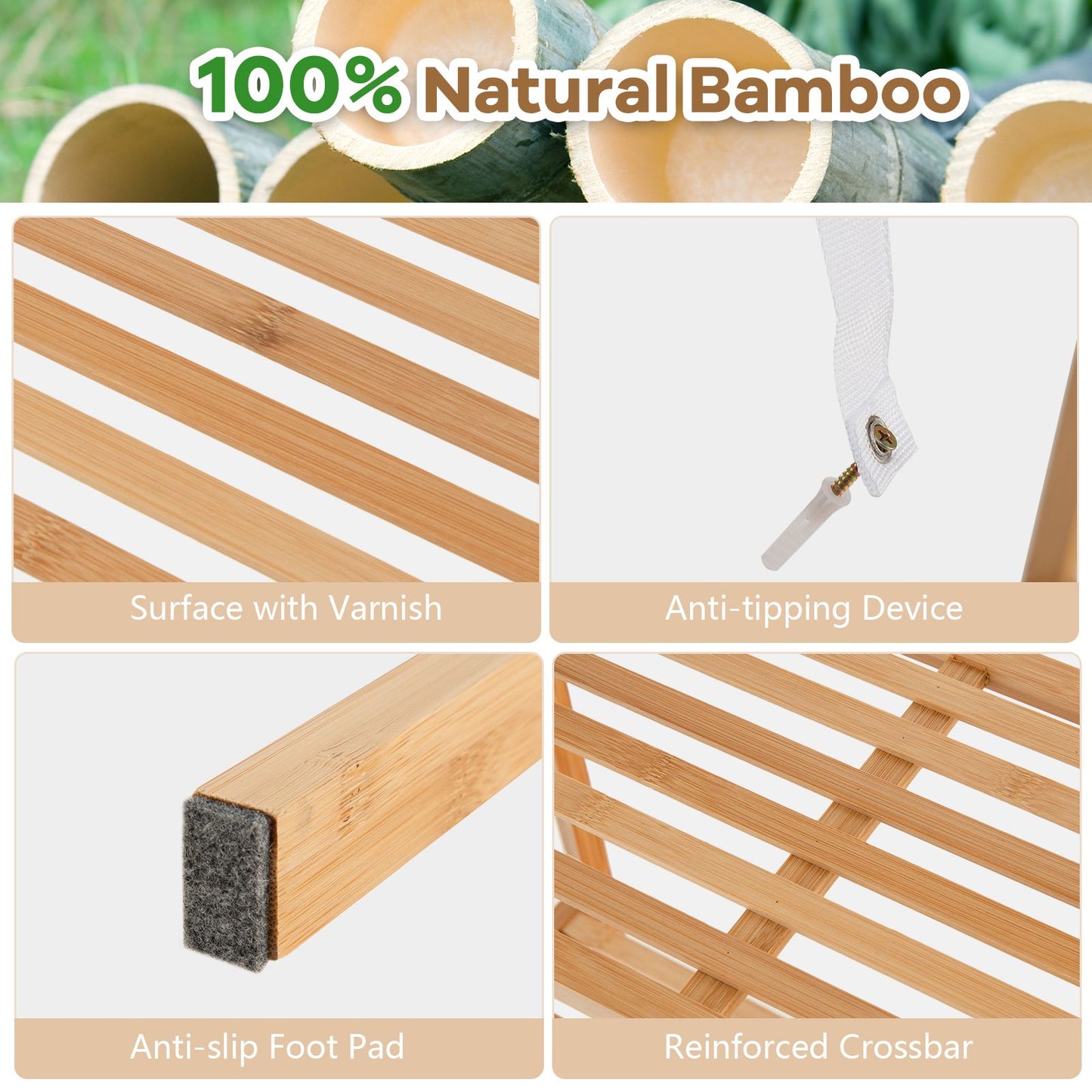 4-Tier Freestanding Bookcase with Anti-Toppling Device for Living Room