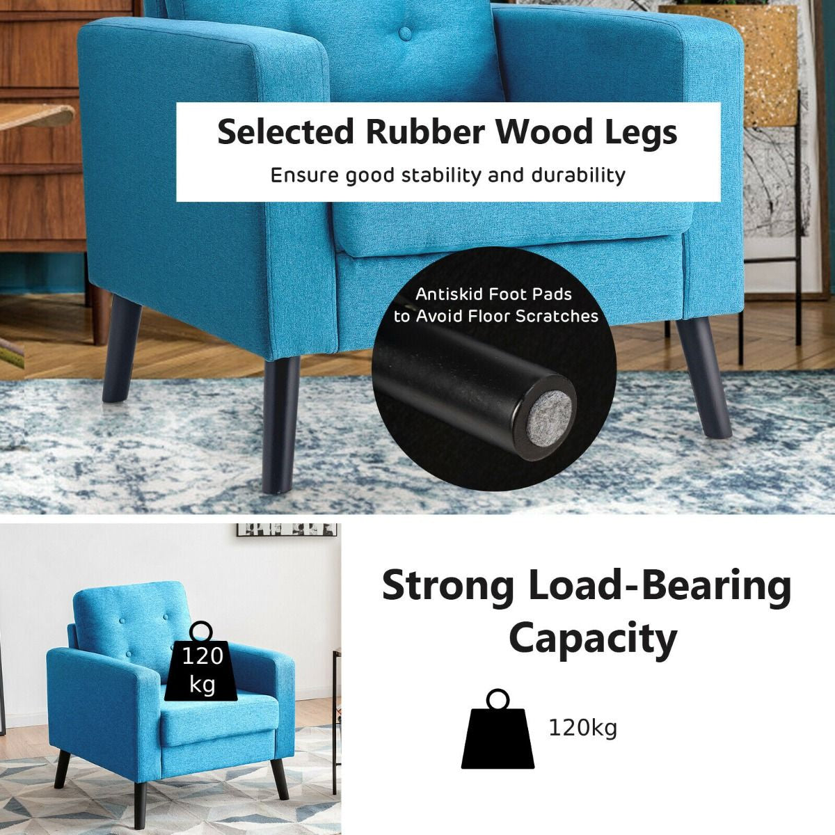 Modern Upholstered Accent Sofa Chair for Living Room