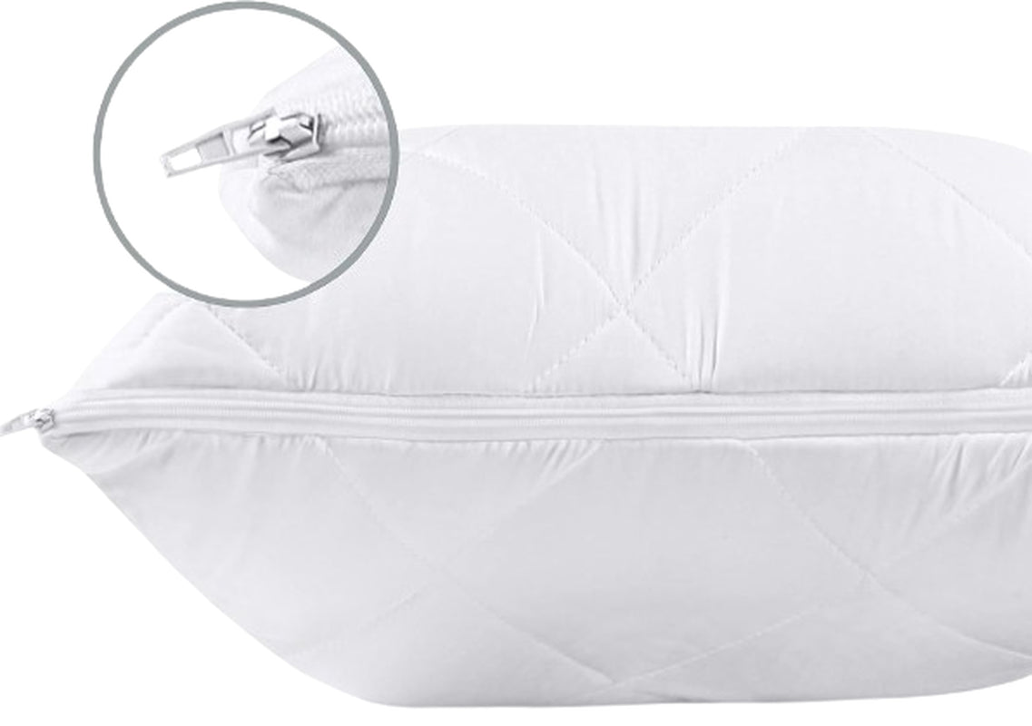 Pack of 4 Zipped WATERPROOF QUILTED Pillow Protectors Hypoallergenic Soft Covers