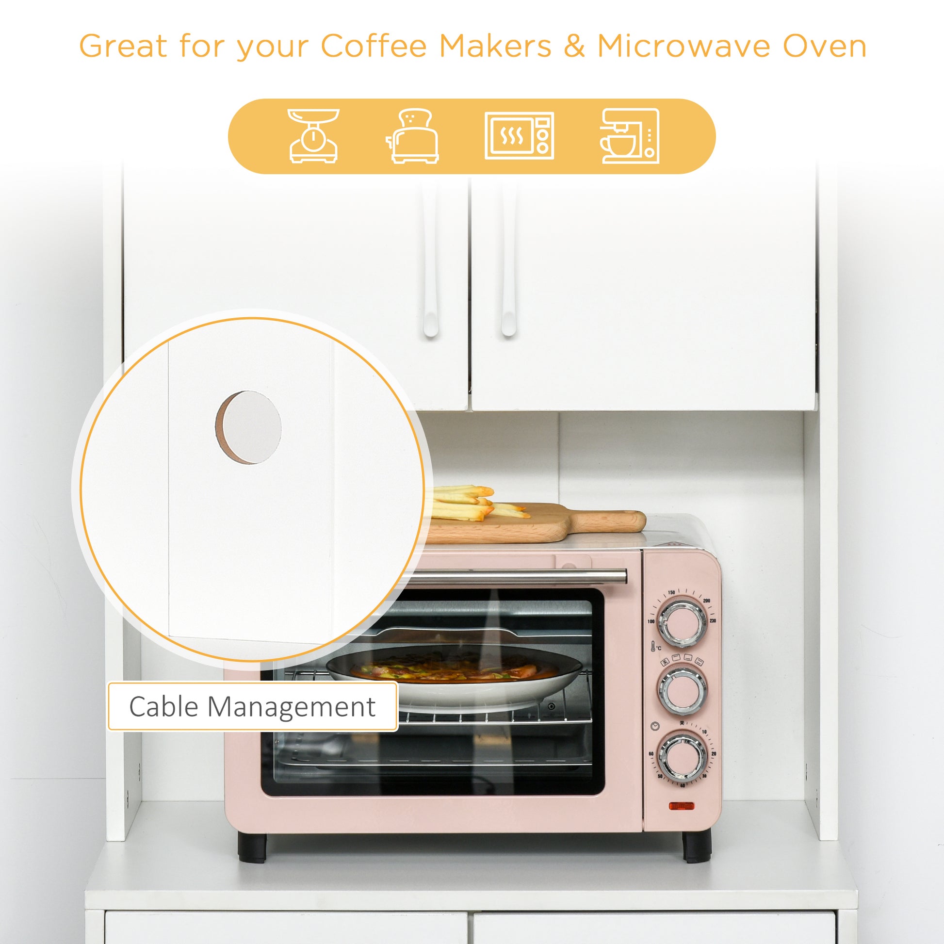 Modern Kitchen Cupboard with Storage Cabinets, 3 Drawers for Living Room