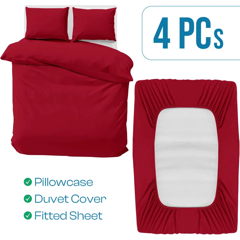 Odil Microfiber Solid Colour Duvet Cover Set with Pillowcases