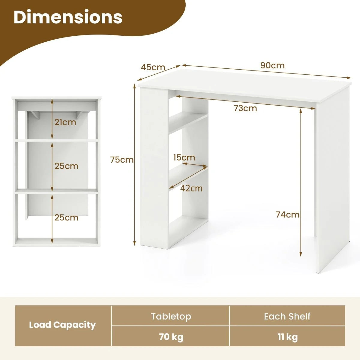 Computer Desk with Bookshelf for Study Living Room