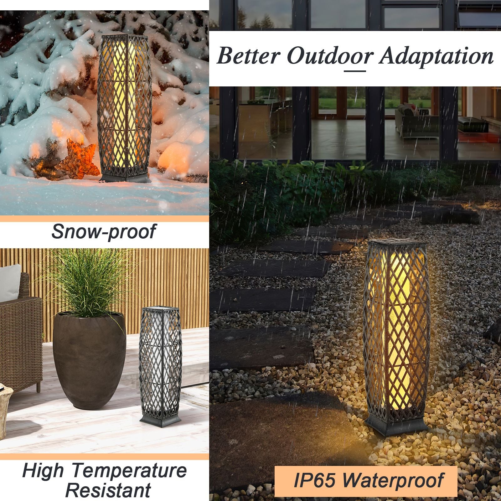 2 Pieces Outdoor Solar-Powered Floor Lamp Set