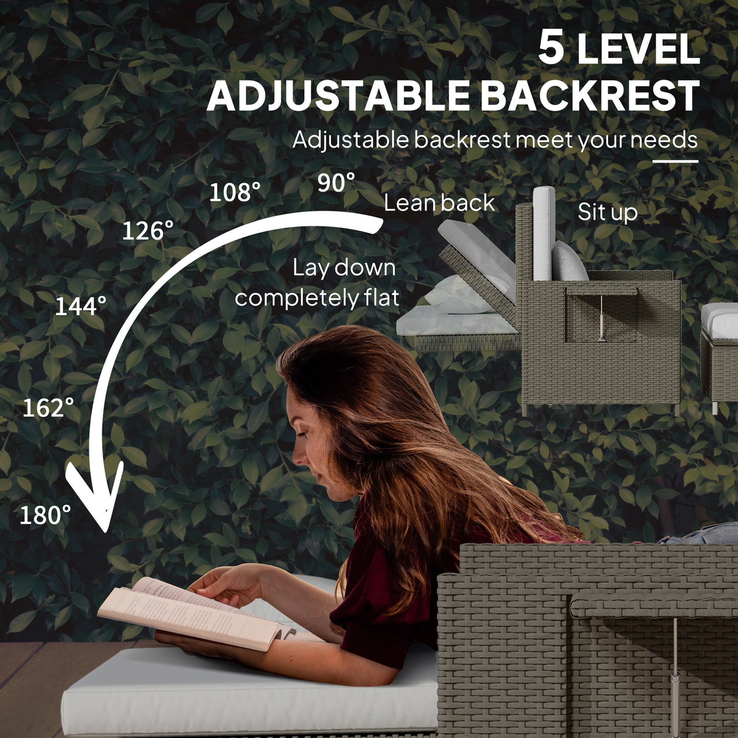 Garden Rattan Furniture Set 2 Seater Patio Sun Lounger Daybed Sunbed