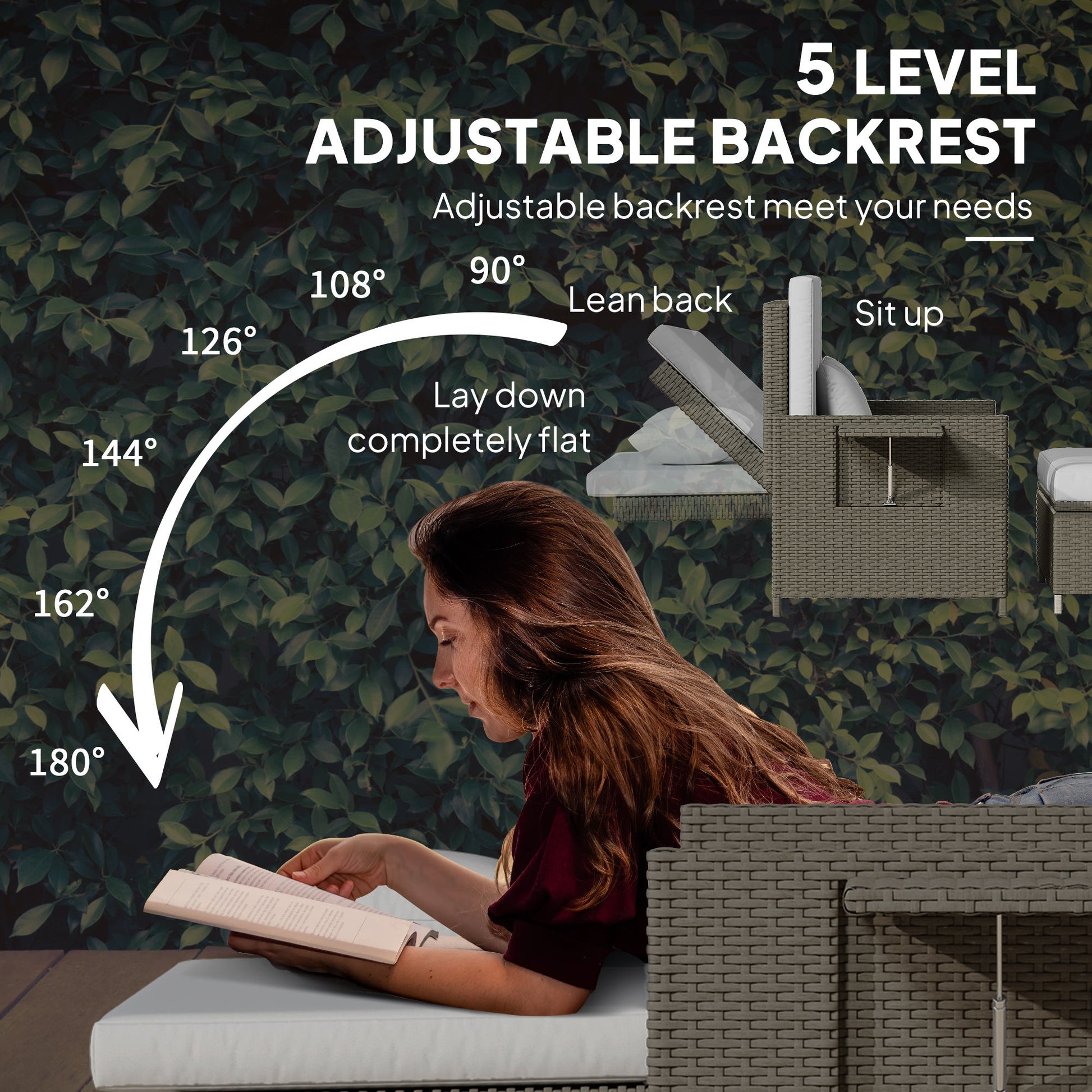 Garden Rattan Furniture Set 2 Seater Patio Sun Lounger Daybed Sunbed