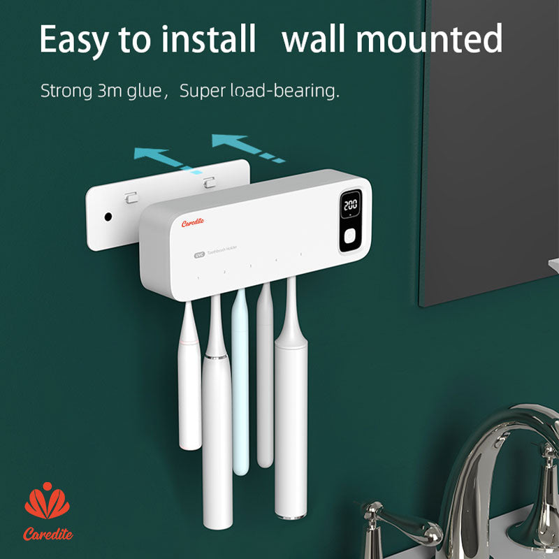 Caredite 2023 Toothbrush Sterilizer Holder with New Multi Colors, Fast Drying Professional Home Toothbrush Sterilizer Protect Your Family Oral Health Bathroom Wall-Mounted Adjustable