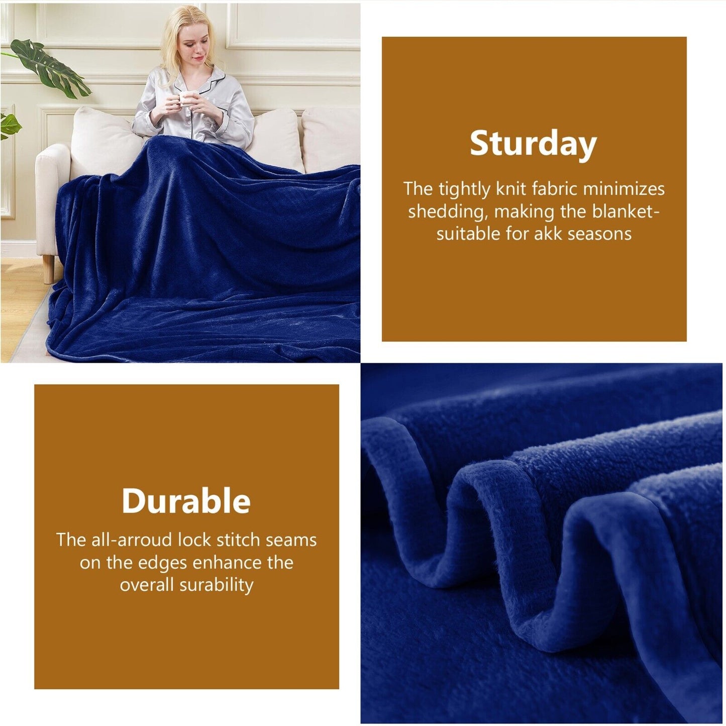 Large Fleece Blanket Throw Reversible Soft Warm Bed Sofa Blanket Double & King