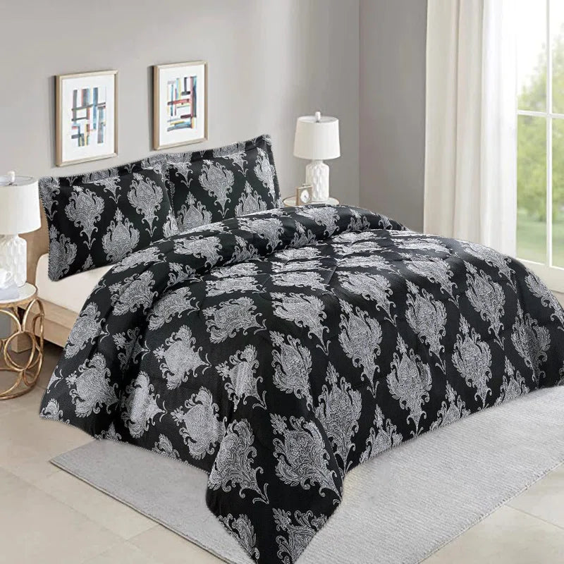 Gina Polyester Damask Bedspread with Pillowcases