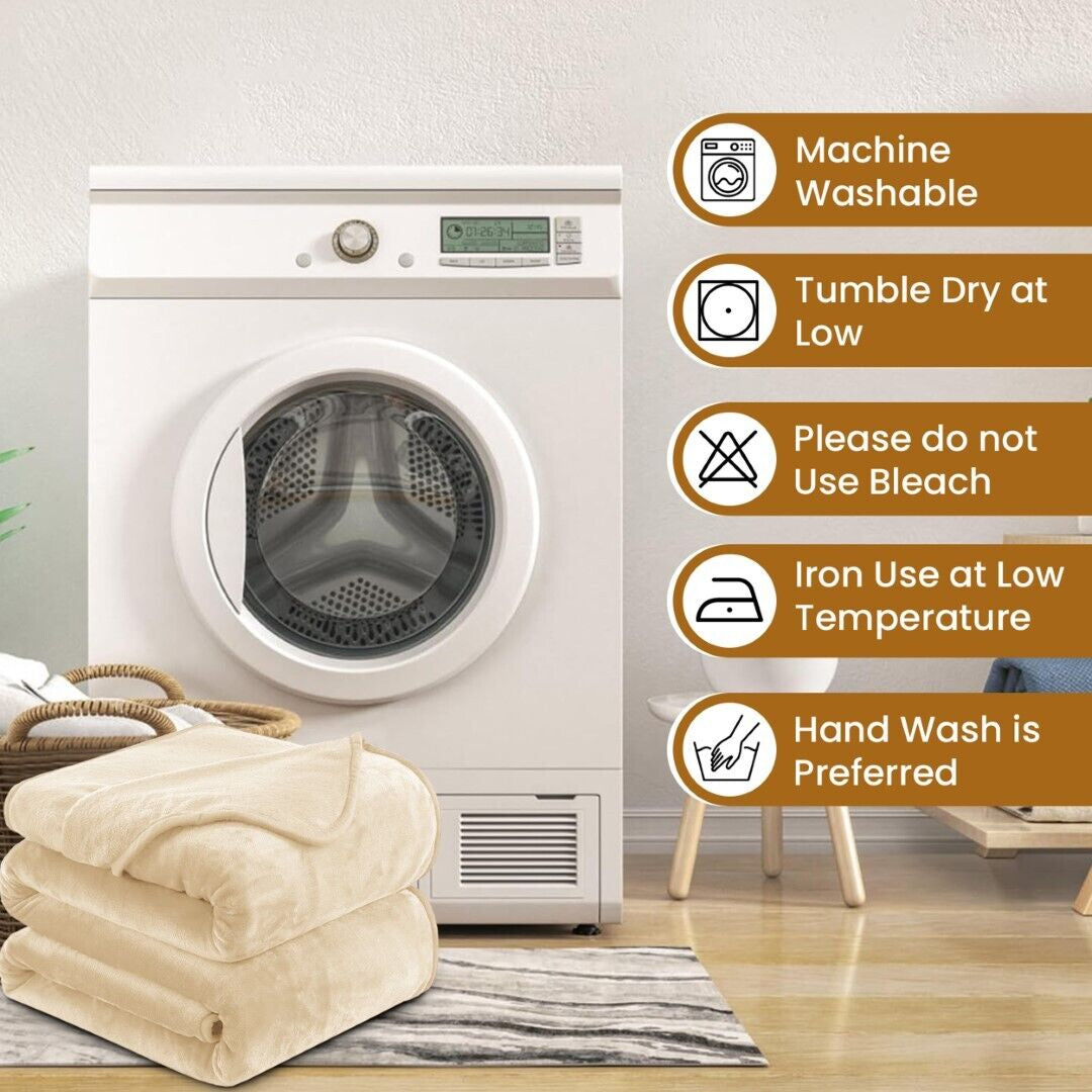 Large Fleece Blanket Throw Reversible Soft Warm Bed Sofa Blanket Double & King